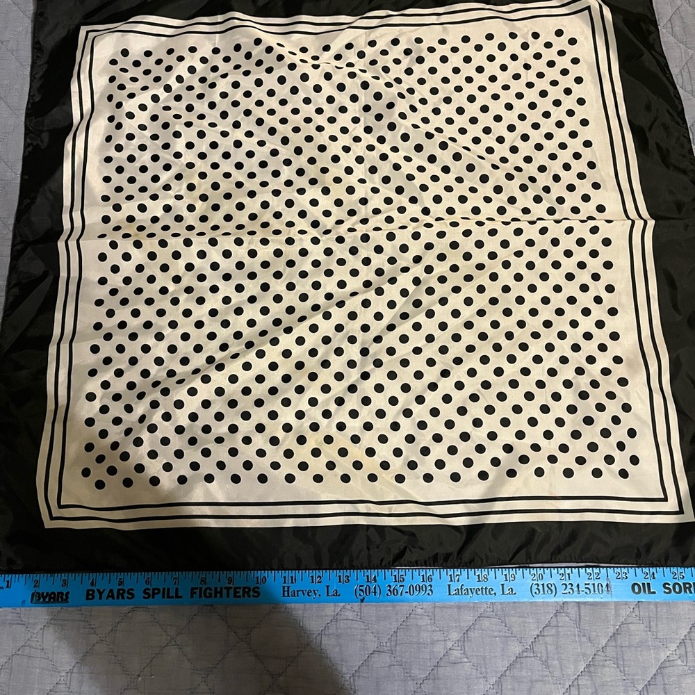 Vintage 25 in square Black and White Polka Dot‎ Scarf